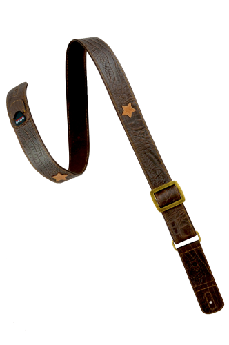 Whiskey brown leather guitar strap